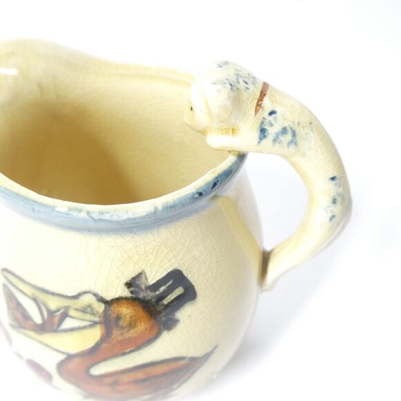 Pelican Creamer w/ Cat Handle Vintage Surrealist Japan Ceramic Cream Pitcher - Picture 3 of 8